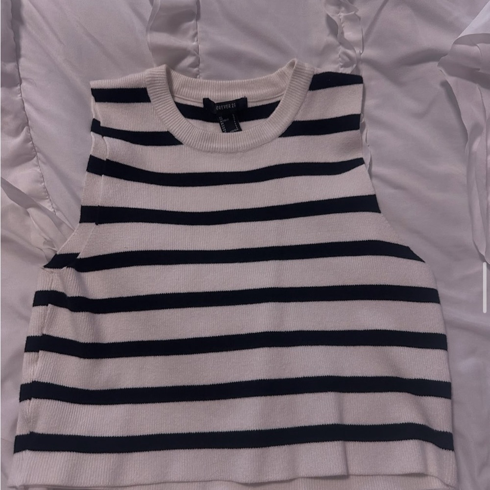 Striped Sleeveless Top - Black and White